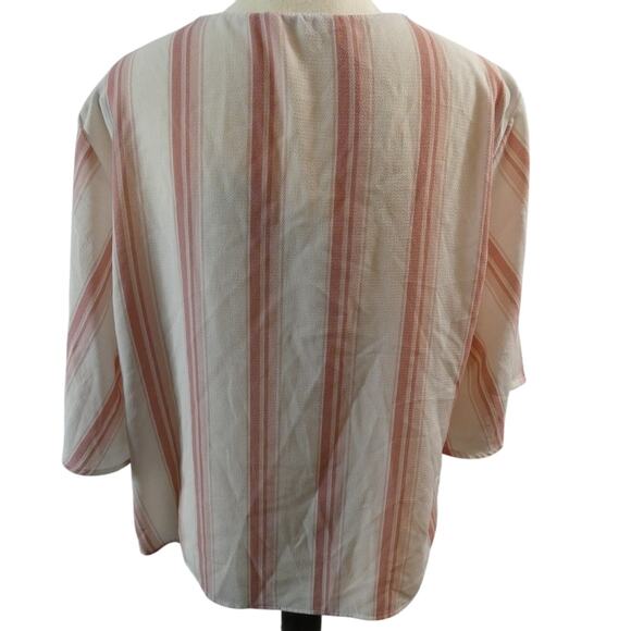 LUSH Women's Large Pink Striped Blouse Buttons Tie Hem Flowy - Picture 4 of 7